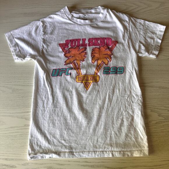 UFC Miami 299 Full Send Shirt Size Small Women's White Pink Neon - Picture 1 of 6